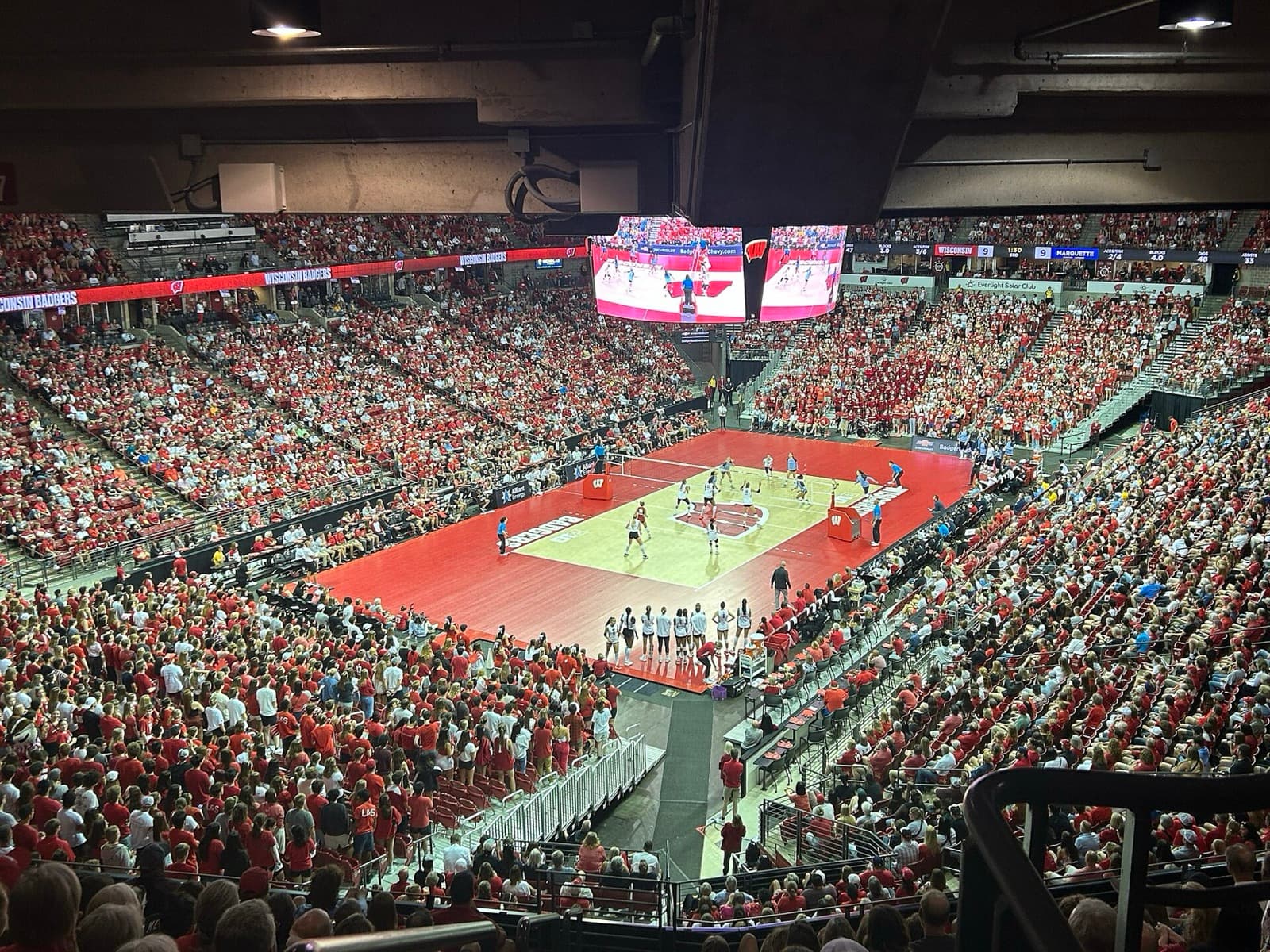 A packed Kohl Center for Wisconsin against Marquette on Sept. 17, 2024. Both programs open the 2026 season next week at Fiserv Forum in Milwaukee.