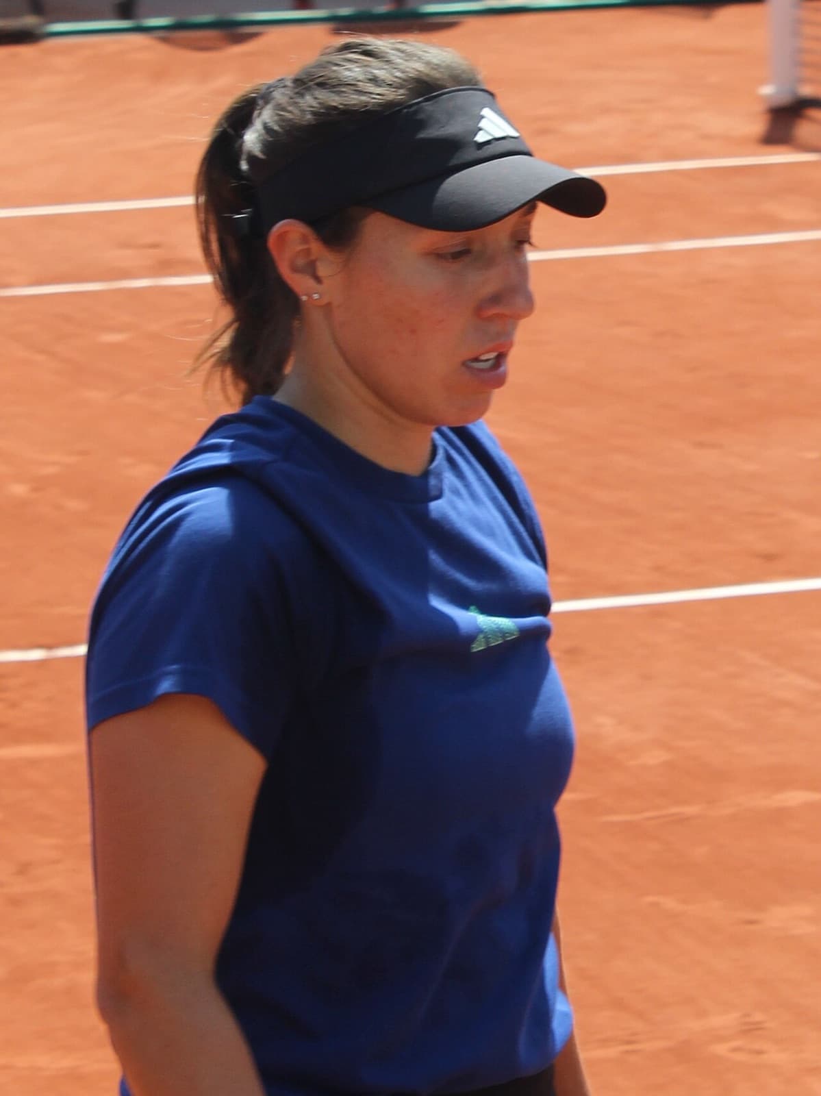 Jessica Pegula at Roland Garros practice in 2023. The Buffalo-born American has reached a career-high No. 3, won 11 WTA singles titles, and made the 2024 US Open final.