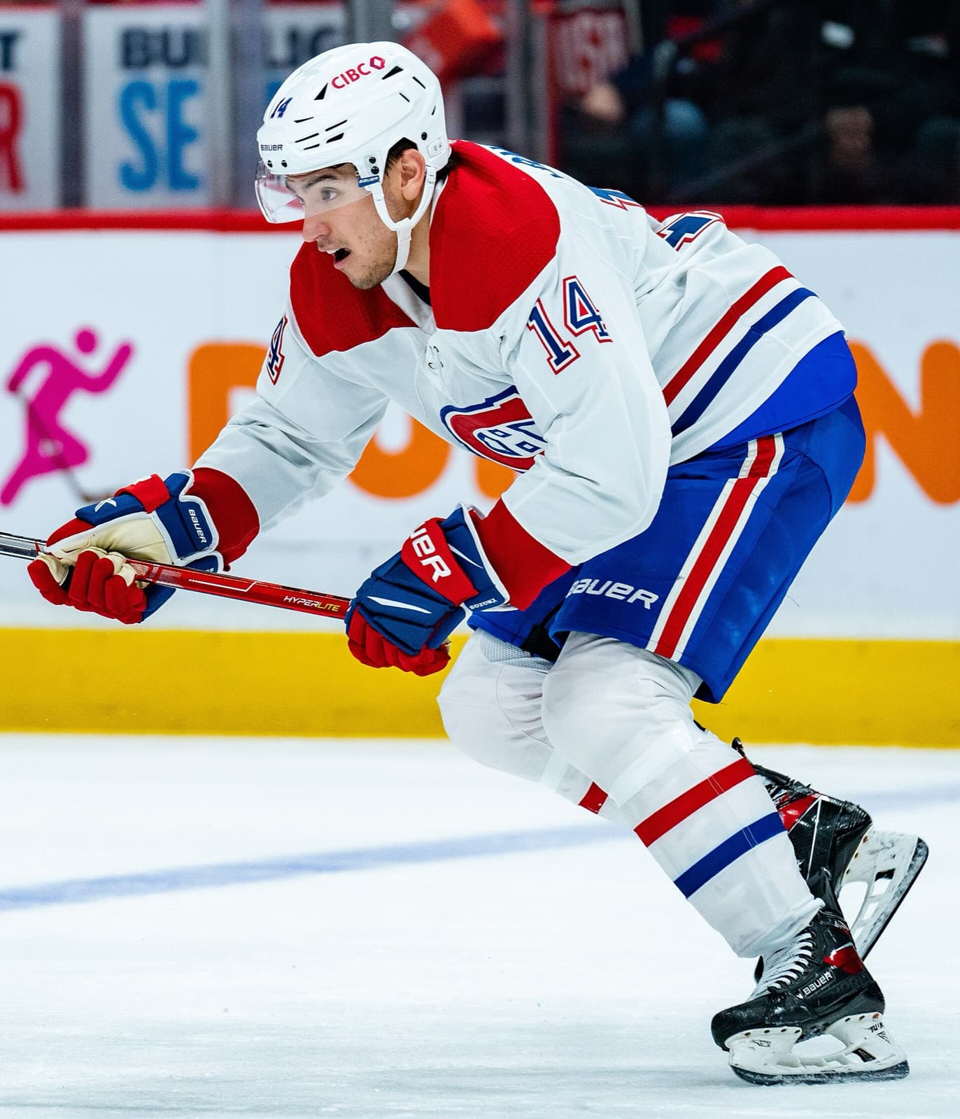 Nick Suzuki with the Montreal Canadiens against the Washington Capitals in November 2021. Suzuki became the youngest captain in Canadiens history and won the Selke Trophy in 2026.