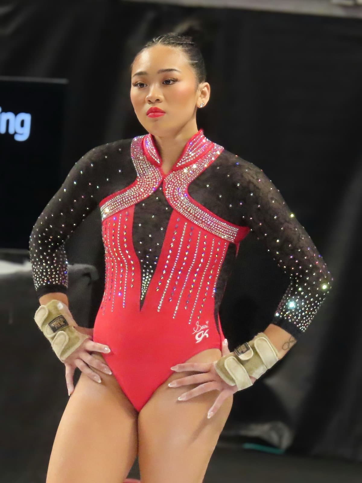Suni Lee at the 2024 U.S. Championships. The Tokyo Olympic all-around champion returned to elite training in July 2026 with Los Angeles 2028 as the target.