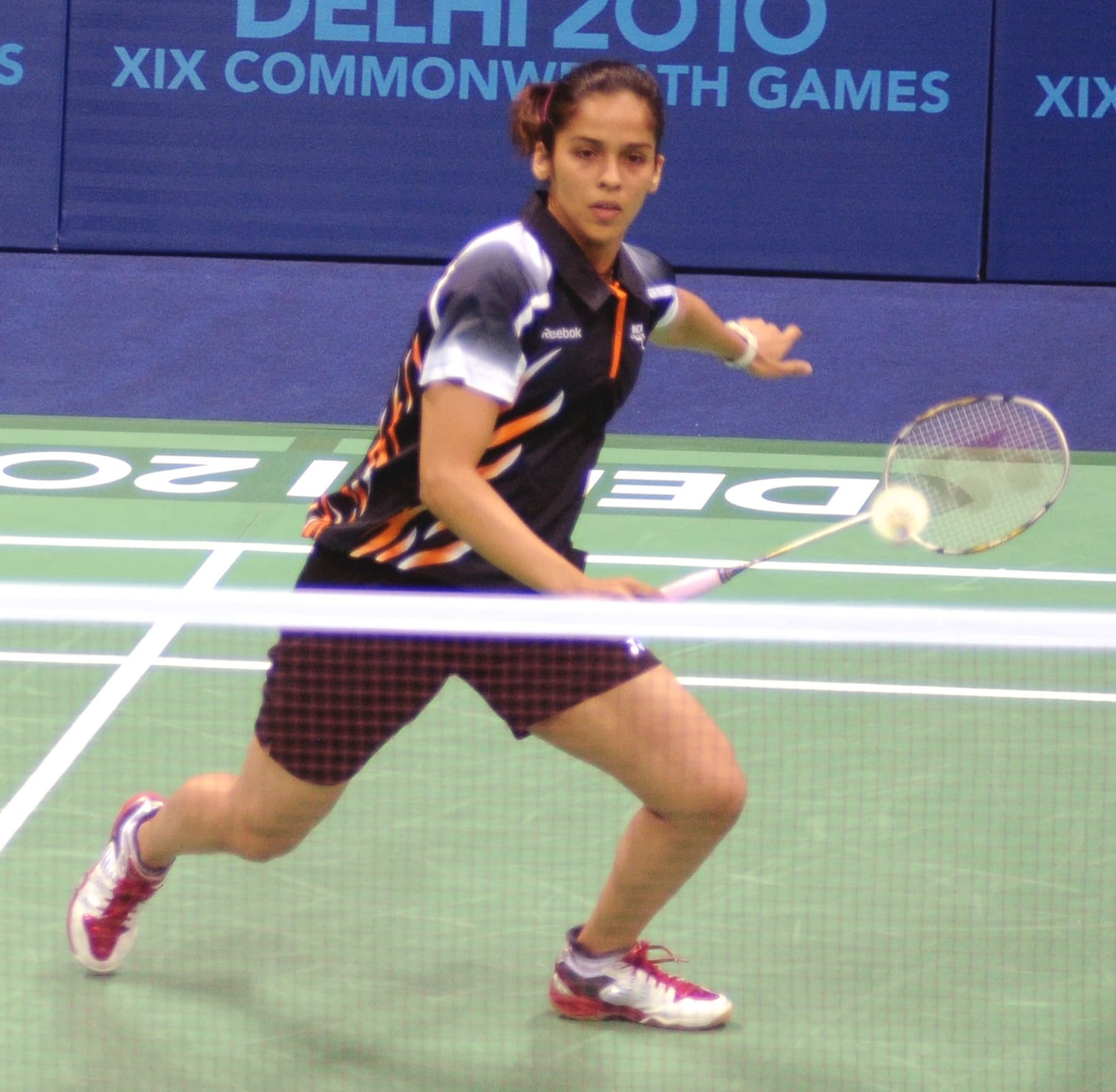 Saina Nehwal lunges at the shuttle during the 2010 Commonwealth Games in New Delhi. Chaliha’s first Tour title is the kind of Super 300 win Saina and P. V. Sindhu used to collect on the way up.