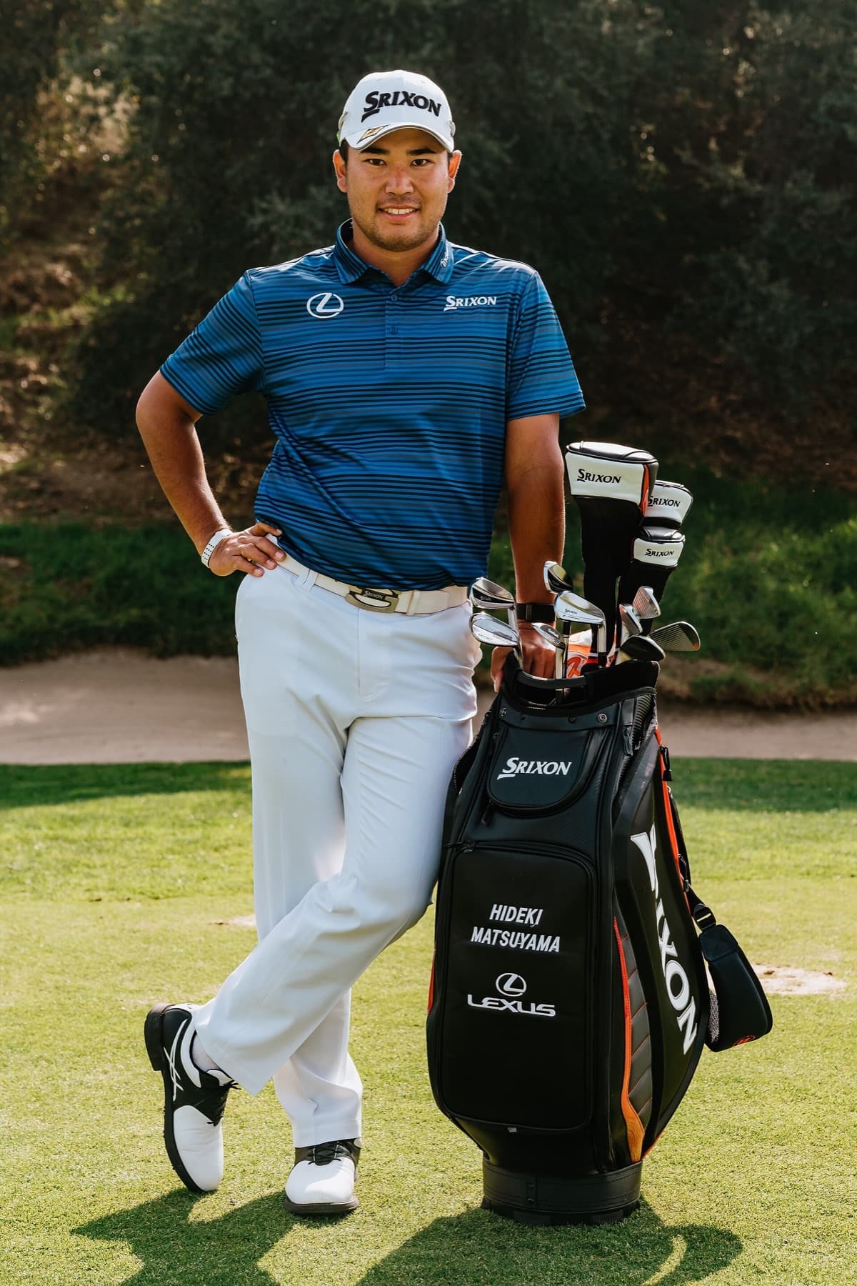 Hideki Matsuyama in Srixon kit on a practice day — Asia’s clearest recent proof that a regional development path can still lead to PGA Tour stardom.