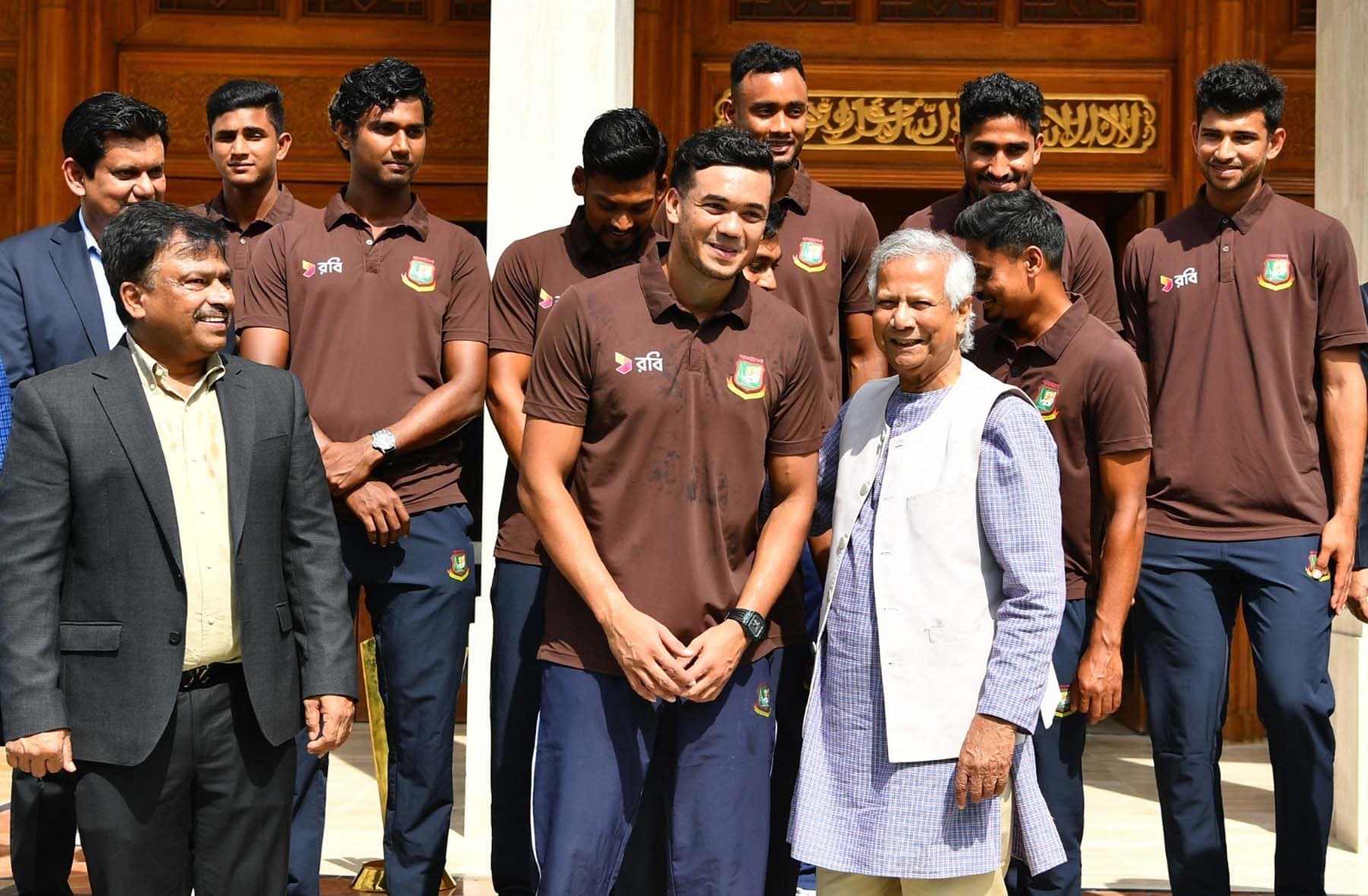 Bangladesh’s Test team in Dhaka after its 2024 series win in Pakistan. On Sunday in Darwin, the team added its first Test victory on Australian soil.