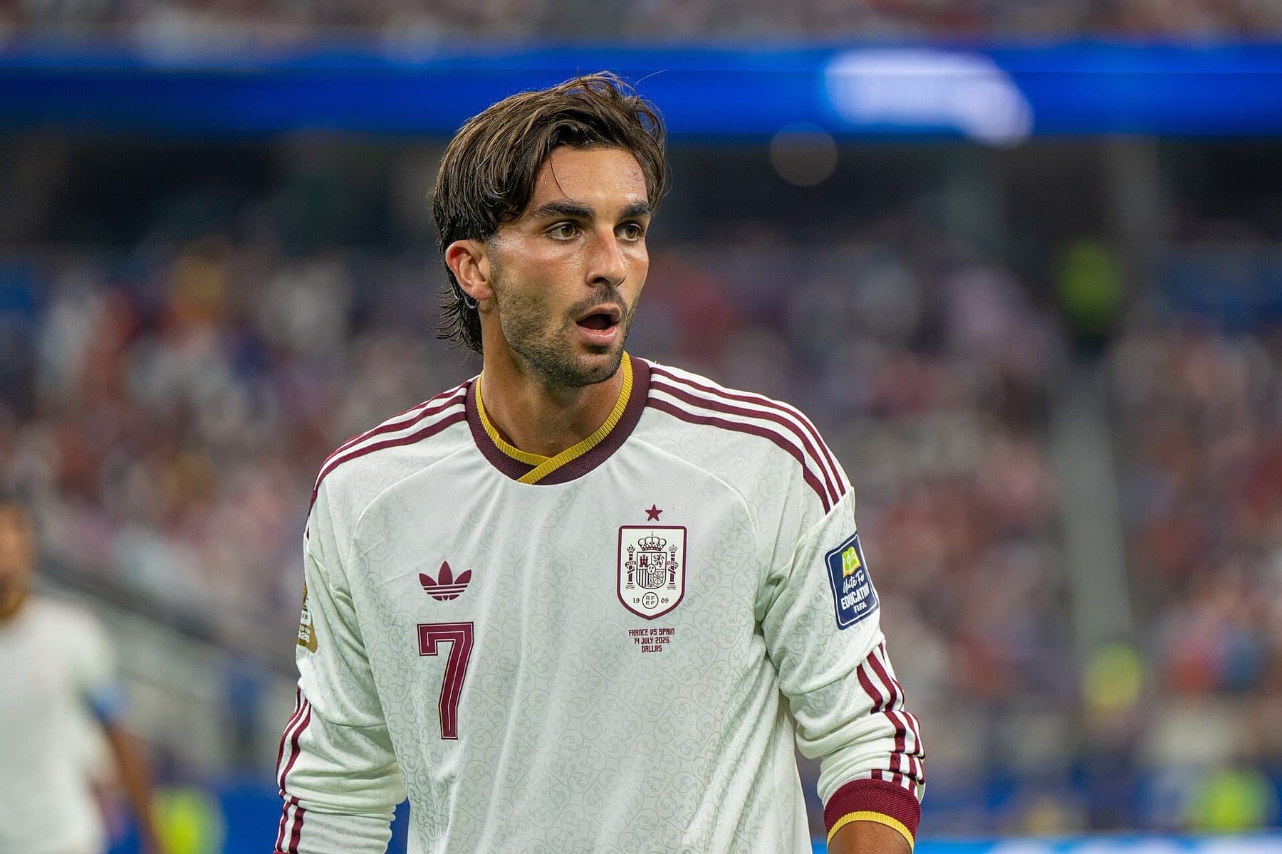 Ferran Torres in Spain’s white kit during the World Cup semi-final against France in Dallas on July 14. Five days later in New Jersey, the substitute scored the extra-time winner against Argentina.