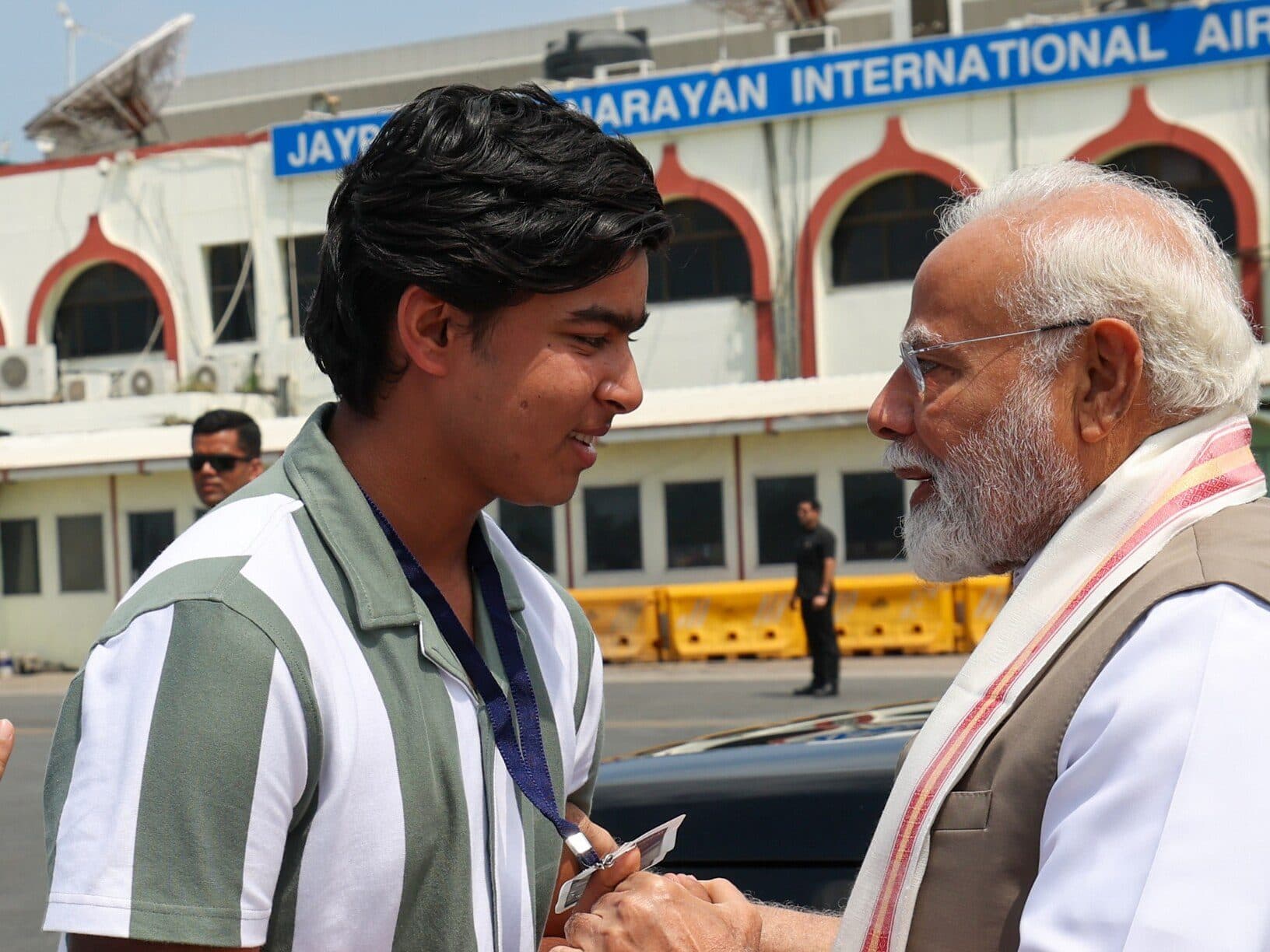Vaibhav Sooryavanshi with Prime Minister Narendra Modi at Jay Prakash Narayan International Airport in Patna on May 30, 2025 — national attention arriving after his first IPL season, well before the Orange Cap and India cap that followed.