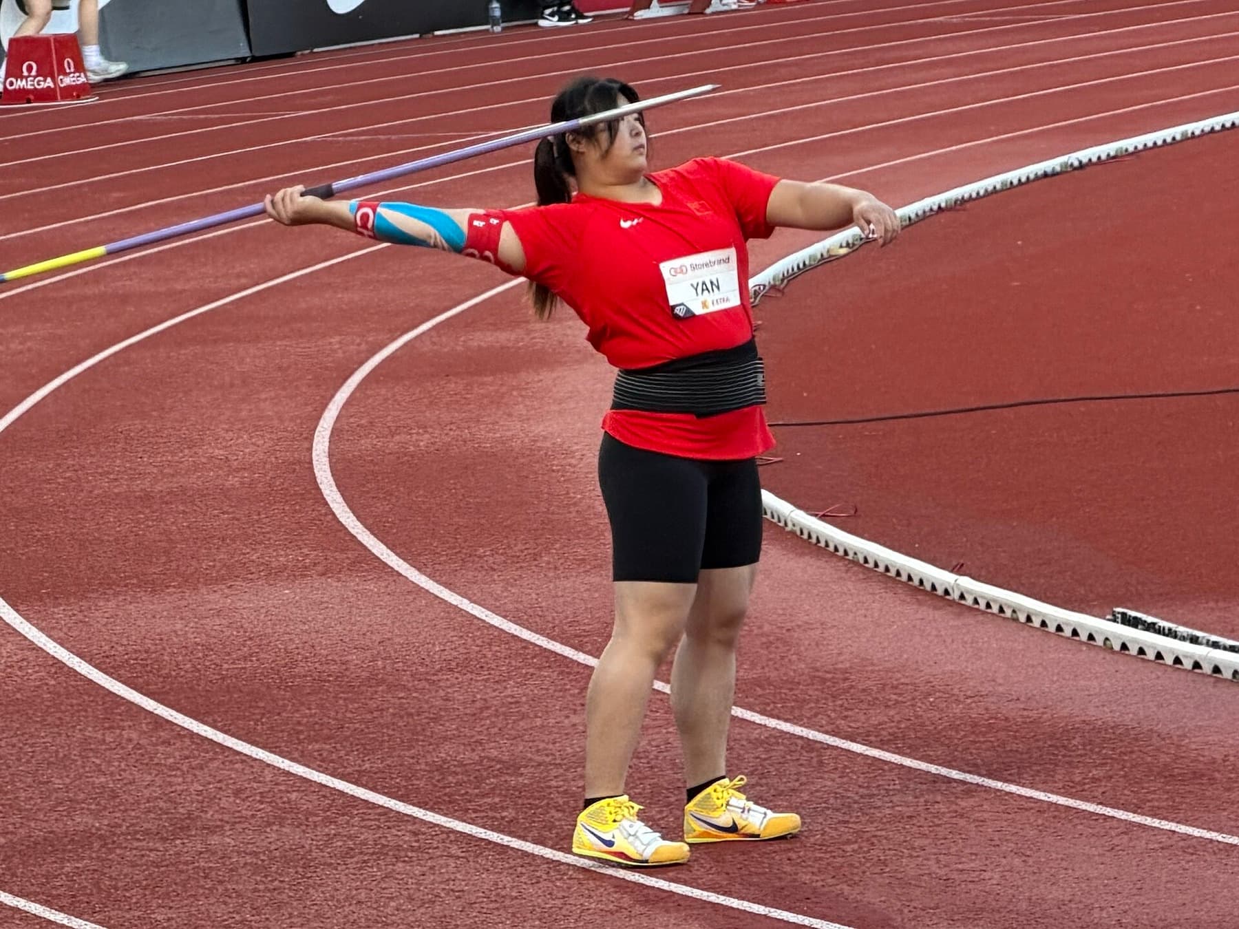 Yan Ziyi at the Bislett Games in Oslo on June 10, 2026, the night she won with 67.11 metres.