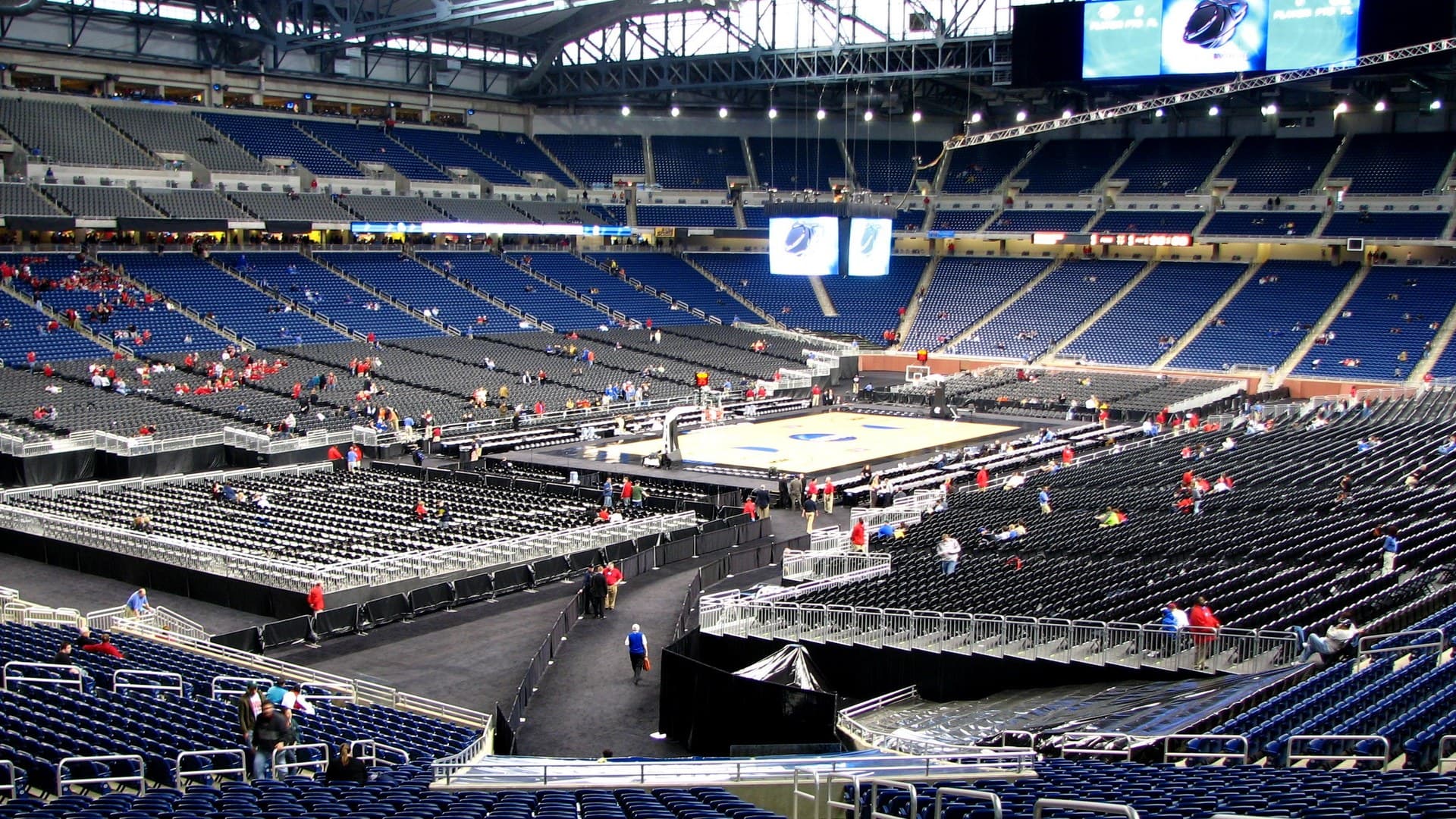 Ford Field configured for NCAA tournament basketball — Detroit hosts the 2027 men’s Final Four on April 3 and 5.